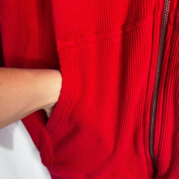 Polaris Racing Red Hooded 100% Cotton Full Zip Thermal Sweatshirt Size Medium - Picture 8 of 13